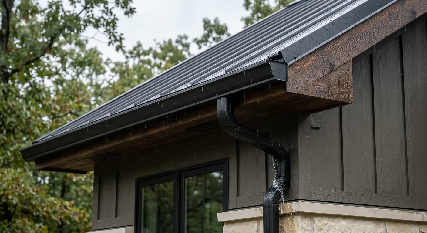 Seamless aluminum gutters on a home in Springfield, Missouri